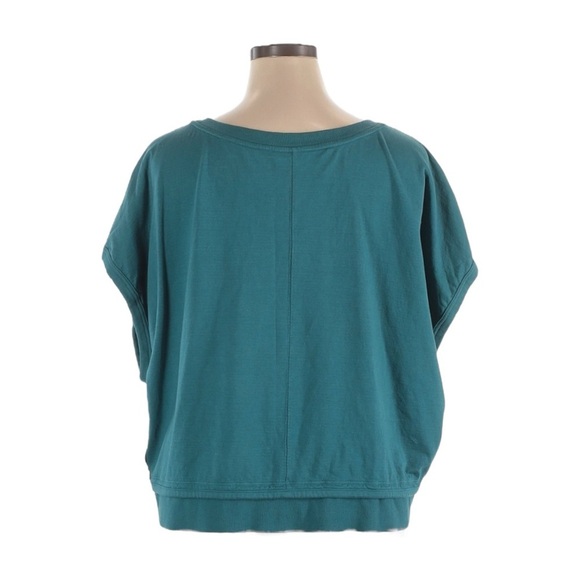 Athleta Sundown Shirred Tee NWT Size 1X Teal Organic Cotton Oversized Dolman Top - Picture 2 of 10